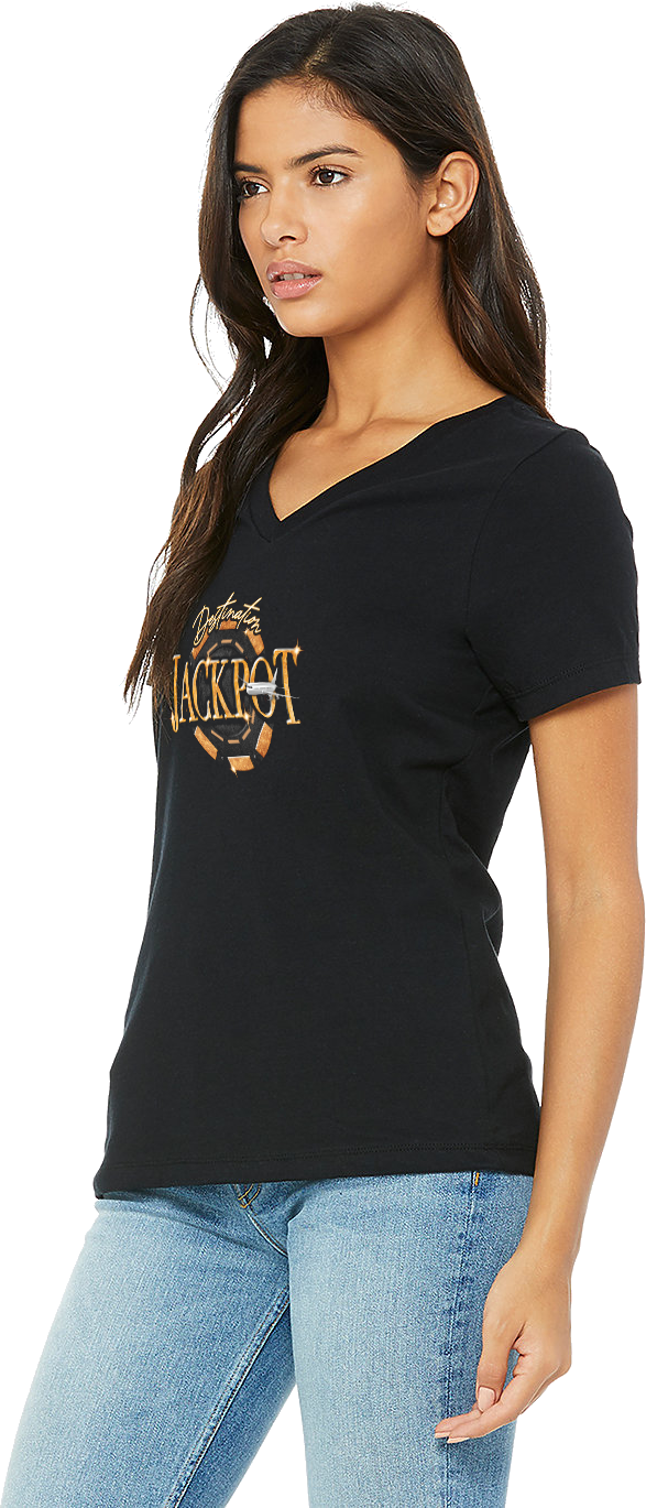 Ladies V-Neck T-Shirt DJ Full Logo