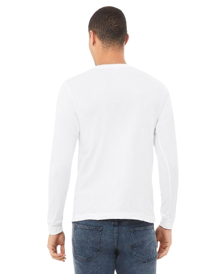 Unisex Long Sleeve DJ Logo Text Only Front-Just One More Down Sleeve