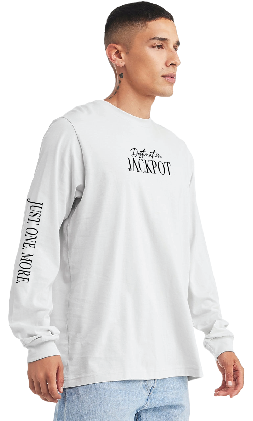 Unisex Crewneck Sweatshirt DJ Logo Text Only Front-Just One More Down Sleeve